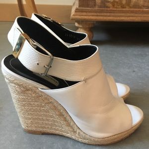 Balenciaga White Leather Espadrille Wedge